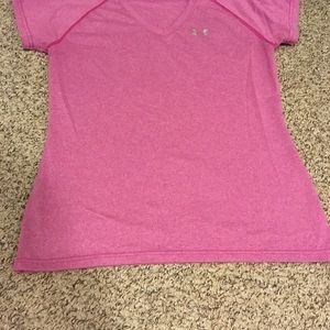 Under Armour Pink Heat Gear V Neck Tee